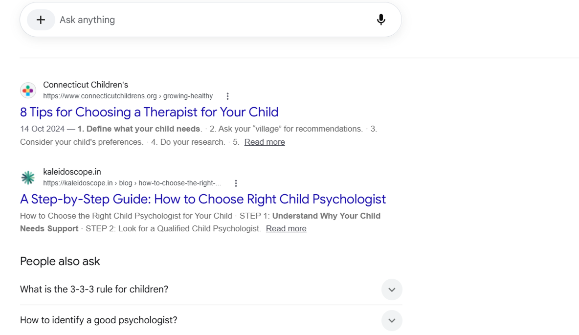 Google AI Overview screenshot