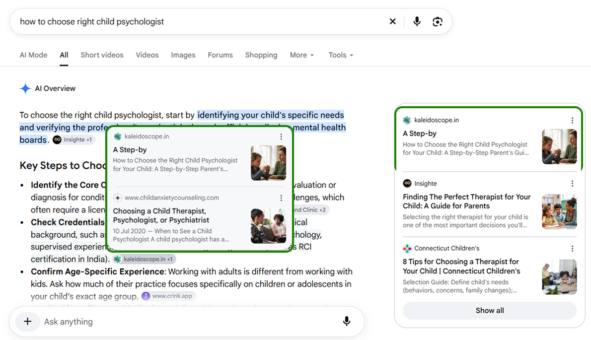 Google AI Overview screenshot